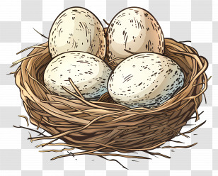 Nest With Eggs - Nest With Four Speckled Eggs Transparent PNG
