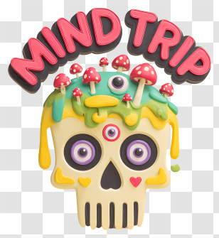 Mind Trip - Mind Trip Psychedelic Skull With Mushrooms Transparent PNG