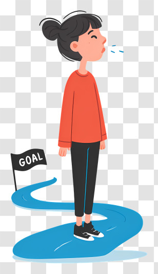 Woman Aim To Goal - Girl In Red With Goal Path Transparent PNG