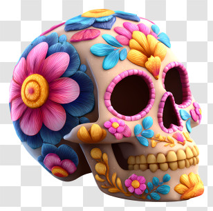 Day Of The Dead Skull - Colorful Floral Sugar Skull Transparent PNG