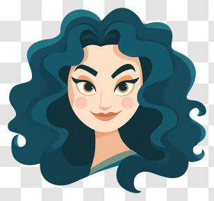 Mother Gothel - Curly Teal-Haired Woman Avatar Transparent PNG