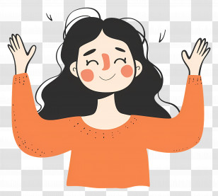 Happy Woman - Happy Girl Raising Hands In Joy Transparent PNG