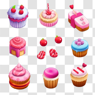 National Candy Day - Colorful Cupcakes And Sweet Desserts Illustration Transparent PNG