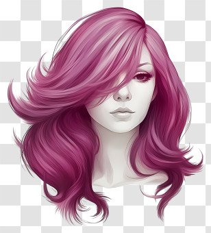 Woman With Pink Hair - Wavy Pink Hairstyle Illustration Transparent PNG
