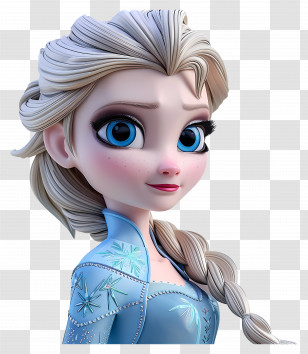Princess Elsa - Ice-Themed Cartoon Character Design Transparent PNG