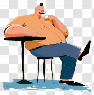 Man Drinking Whiskey - Man Relaxing With Coffee Transparent PNG