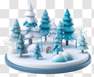 Winter Wonderland - Miniature Snowy Winter Forest Model Transparent PNG