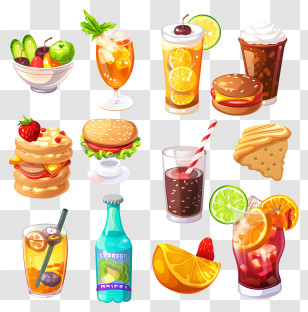 Food Drinks - Delicious Food And Drinks Illustration Transparent PNG