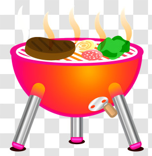 Icon - Outdoor Barbecue Grill With Steak And Vegetables Transparent PNG