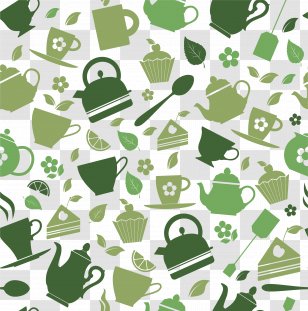 Coffee Green Tea Cafe Matcha - Shop Pattern Transparent PNG