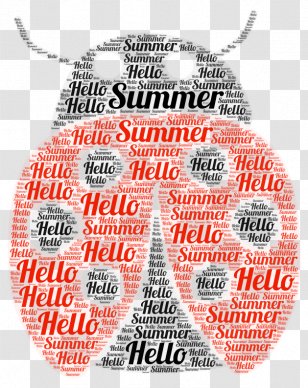 Summer Hello - Word - Orange Ladybird Beetle Transparent PNG
