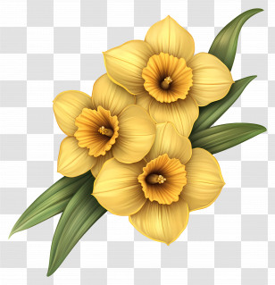 Spring Flower - Yellow Daffodil Flowers Transparent PNG