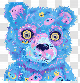Blue Bear - Colorful Blue Bear Illustration Transparent PNG