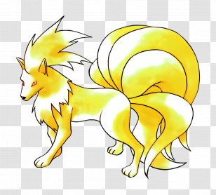 Ninetales - Golden Fox With Multiple Tails Transparent PNG