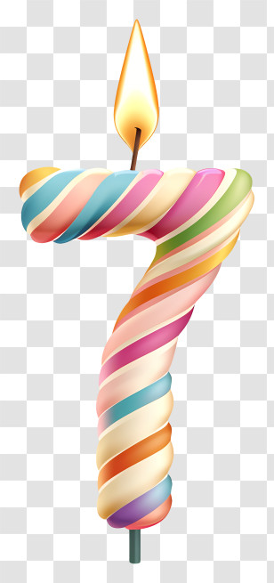 Number 7 Birthday Candle - Colorful Number 7 Birthday Candle Transparent PNG