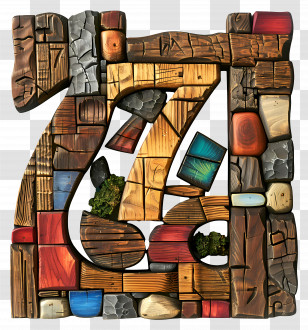Number 7 - Colorful Wooden Number 7 Transparent PNG