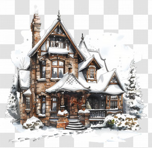 Snow Winter House - Snow-Covered House In A Winter Wonderland Transparent PNG