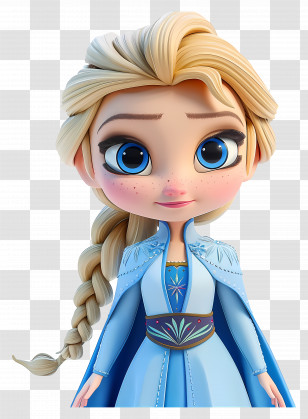Princess Elsa - Blonde Cartoon Princess In Blue Outfit Transparent PNG