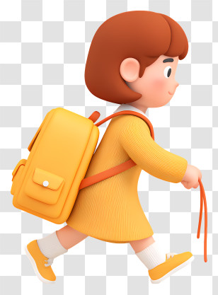 Girl Preparing School Backpack - Cartoon Girl Going To School Transparent PNG