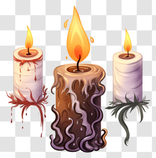 Candles - Melting Decorative Candles With Intricate Design Transparent PNG