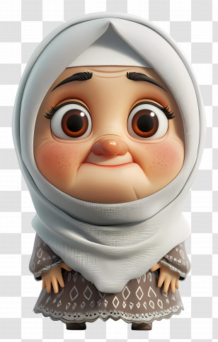 Muslim Old Woman - Cute Cartoon Woman In White Hijab Transparent PNG