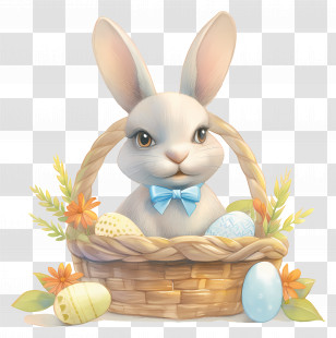 Easter Bunny - Easter Bunny With Basket Of Eggs Transparent PNG