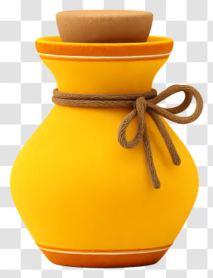 Honey Jar - Yellow Pot With Rope And Lid Transparent PNG
