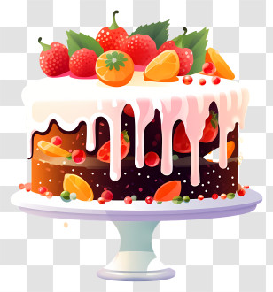 Cake - Fruit Cake With Decorative Toppings Transparent PNG