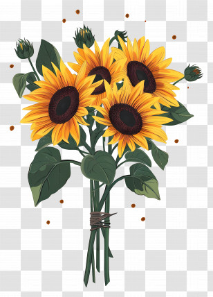 Sunflower Bouquet - Vibrant Sunflower Bouquet Illustration Transparent PNG