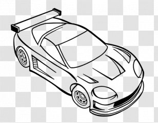 Sports Car AutomÃ²bil De CompeticiÃ³ Coloring Book Drawing - Artwork Transparent PNG