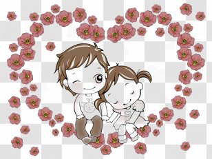 Animation Drawing Cartoon - Watercolor - Sweet Couple Transparent PNG