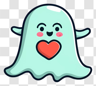 Ghost With Heart - Cute Ghost With Heart Transparent PNG