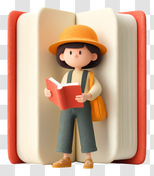 Book Reader - Cartoon Character Reading Book Transparent PNG