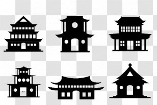 China Korean Buddhist Temples Chinese Pagoda - Monochrome Photography - Black And White Paper-cut Transparent PNG