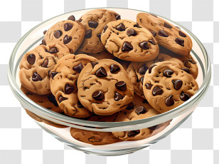 Chocolate Chip Cookies - Bowl Of Chocolate Chip Cookies Illustration Transparent PNG