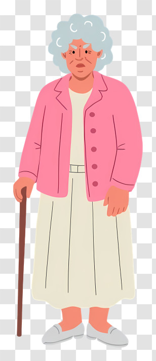 Old Woman With Stick - Elderly Woman With Cane Transparent PNG