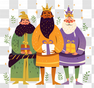 Epiphany Day - Three Wise Men Carrying Gifts Transparent PNG