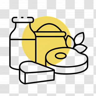 Milk And Dairy - Dairy Products Outline Illustration Transparent PNG