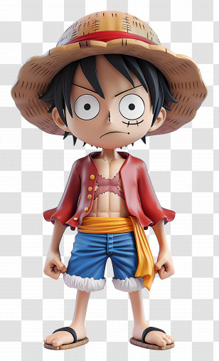 Luffy Action Figure - Cartoon Character With Straw Hat Transparent PNG