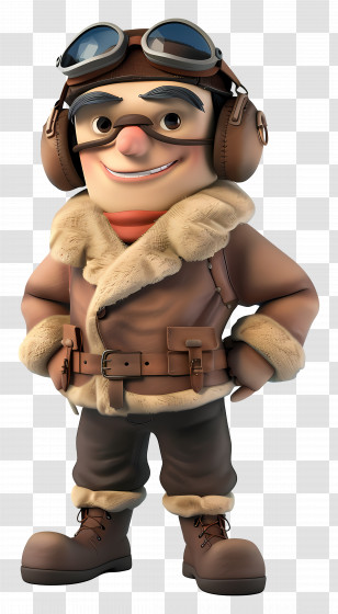 3d Cartoon Pilot - Cartoon Pilot In Leather Jacket And Goggles Transparent PNG