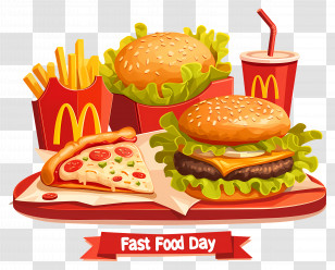 National Fast Food Day - Delicious Fast Food Spread For Fast Food Day Transparent PNG