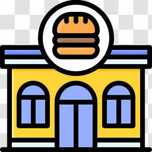 Fast Food Store - Burger Restaurant Illustration In Flat Cartoon Style Transparent PNG