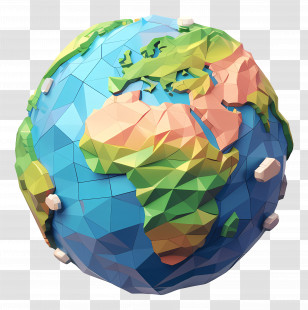 Polygonal Earth - Polygonal Earth Globe Transparent PNG