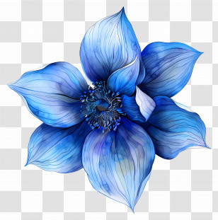 Blue Flower - Beautiful Blue Flower Illustration Transparent PNG