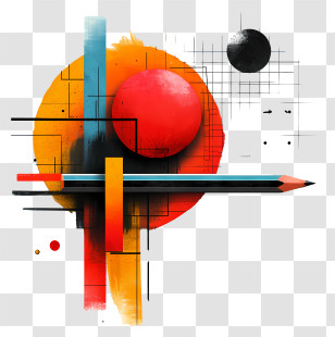 Learning Background - Abstract Geometric Artwork With Pencil Transparent PNG