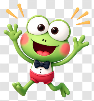 Keroppi - Green Frog Cartoon Character With Bowtie Transparent PNG