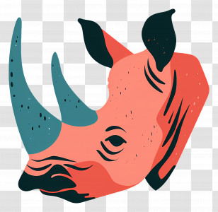 Rhino Head - Red Rhinoceros Illustration Transparent PNG