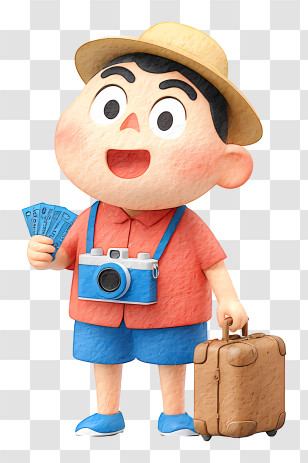 Shinchan Tourist - Smiling Boy Tourist Ready To Travel Transparent PNG