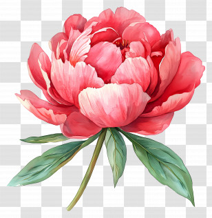 Watercolor Peony - Beautiful Pink Flower Bloom Transparent PNG