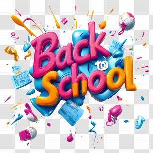 Back To School - Back To School Text With Supplies Transparent PNG